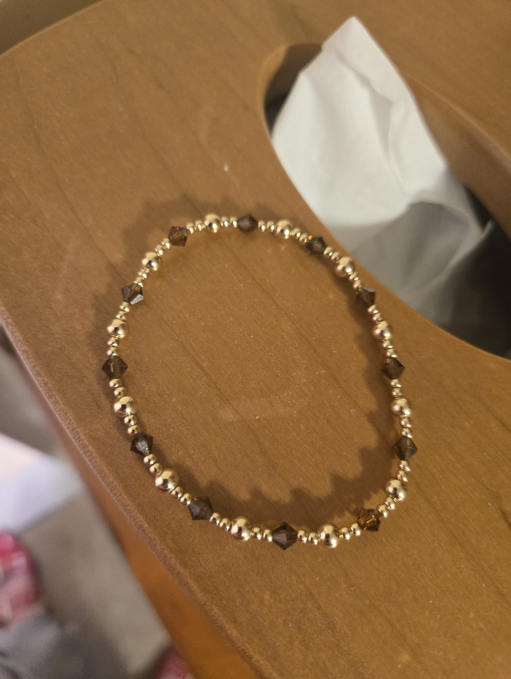 Beaded Blondes June Gold and Brown Beaded Stretch Bracelet